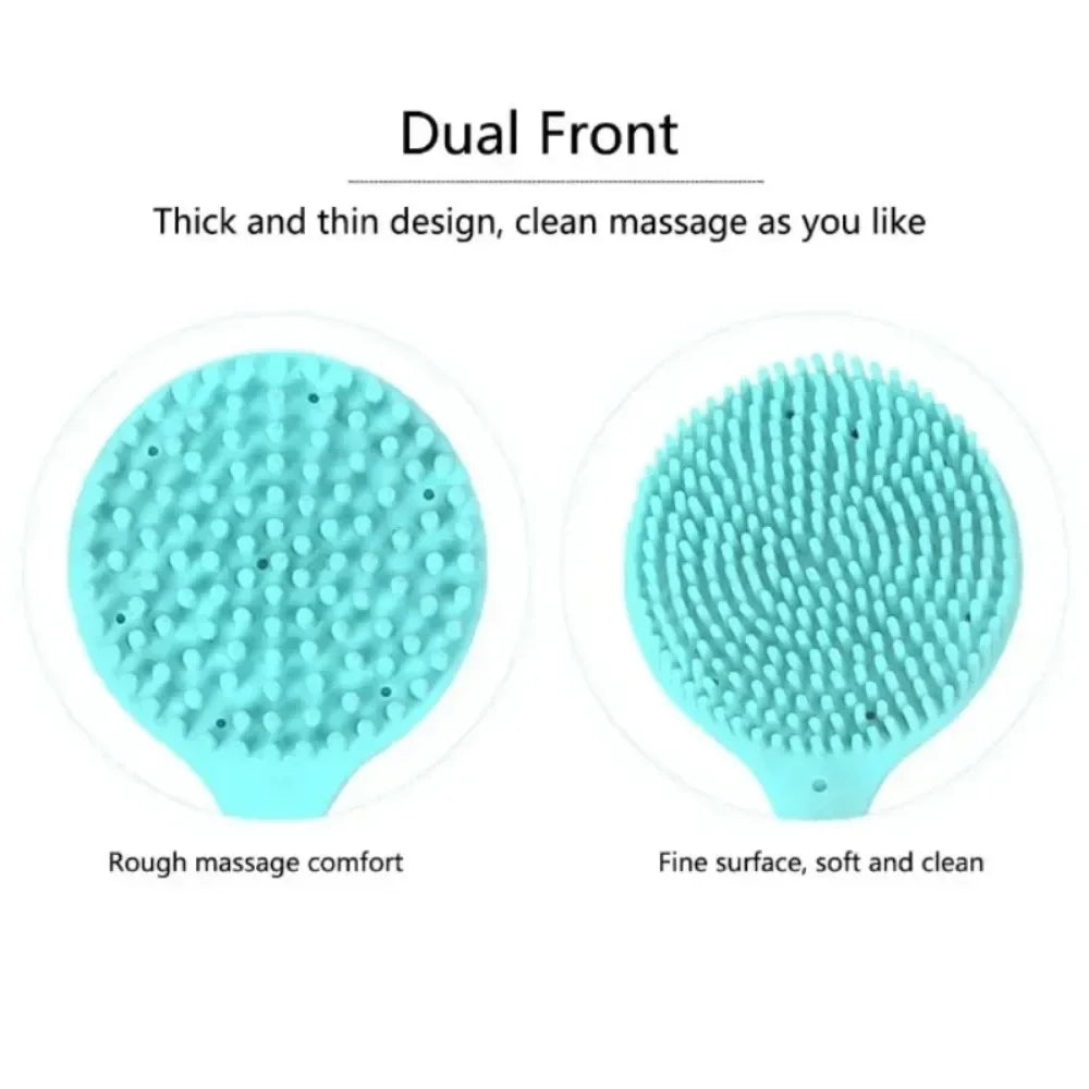 1pc Silicone Long Handle Bath Brush – Double-Sided Exfoliating & Back Massage Shower Brush
