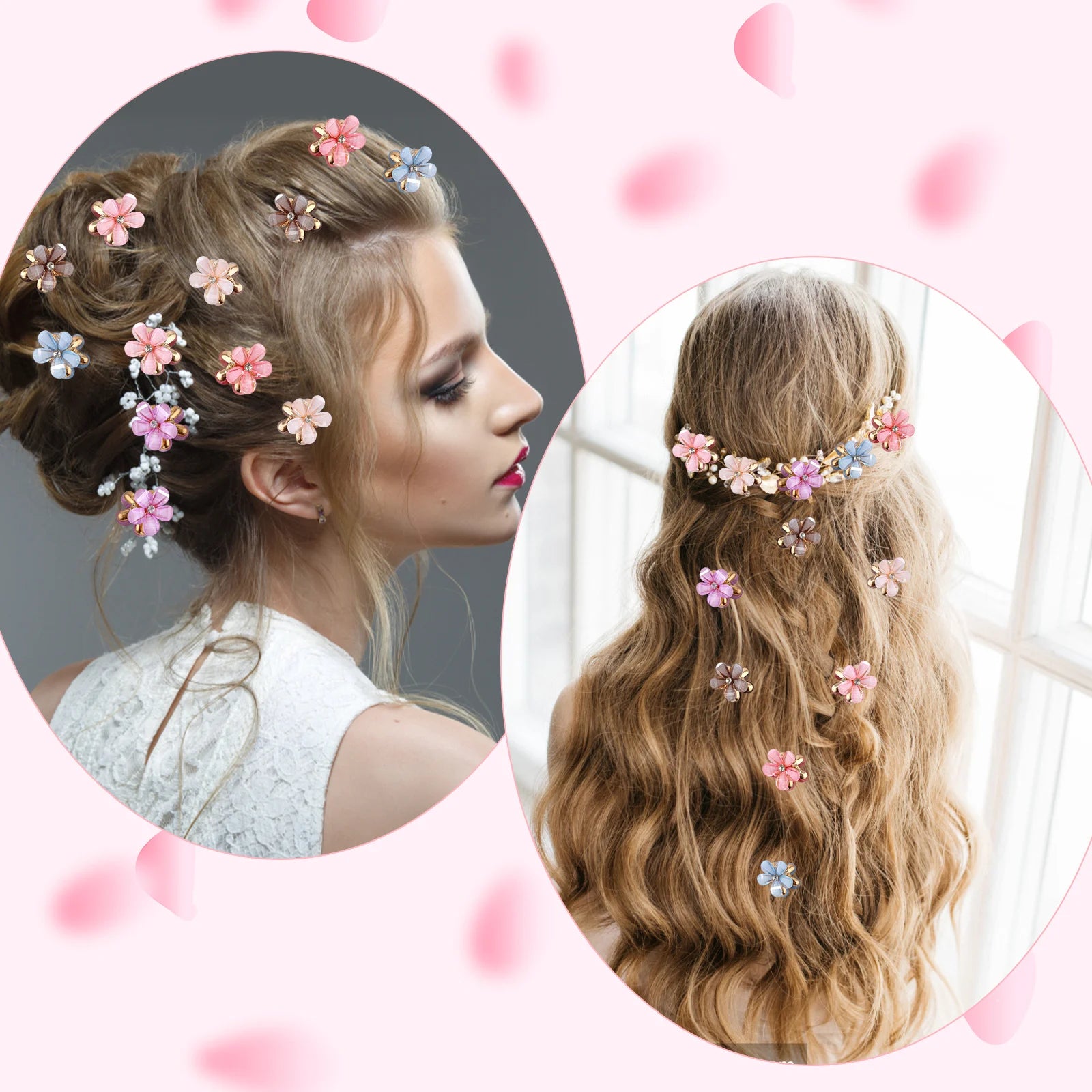 Super Fairy Floral Hair Clips – 12PCS Mini Rose & Tulip Metal Hair Accessories for Women & Girls