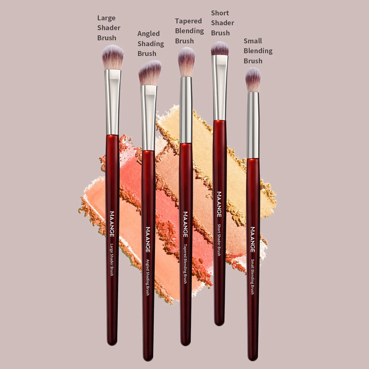 MAANGE 5-Piece Luxury Eyeshadow Brush Set – Soft Bristles & Portable Beauty Tools