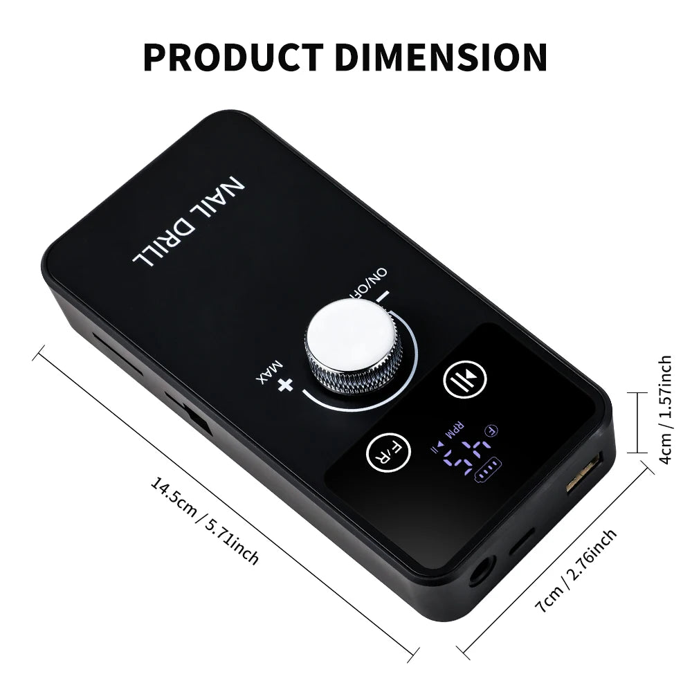 45,000RPM Professional Rechargeable Electric Nail Drill – Portable Nail File & Manicure Tool for Gel Polish