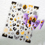 3pcs Halloween Nail Stickers – Pumpkin & Bat 3D Decals