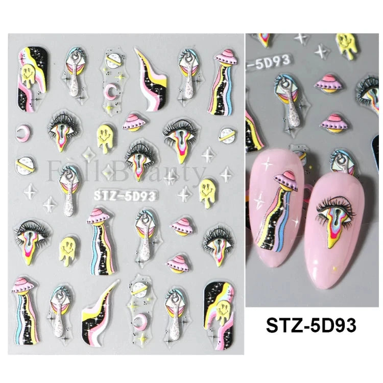 5D Crustacean & Insect Nail Art Stickers – Embossed Self-Adhesive Decals