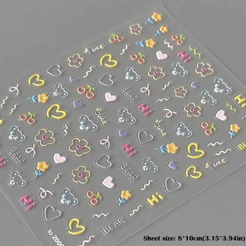Cute Cartoon Nail Stickers – Self-Adhesive Nail Art Decals