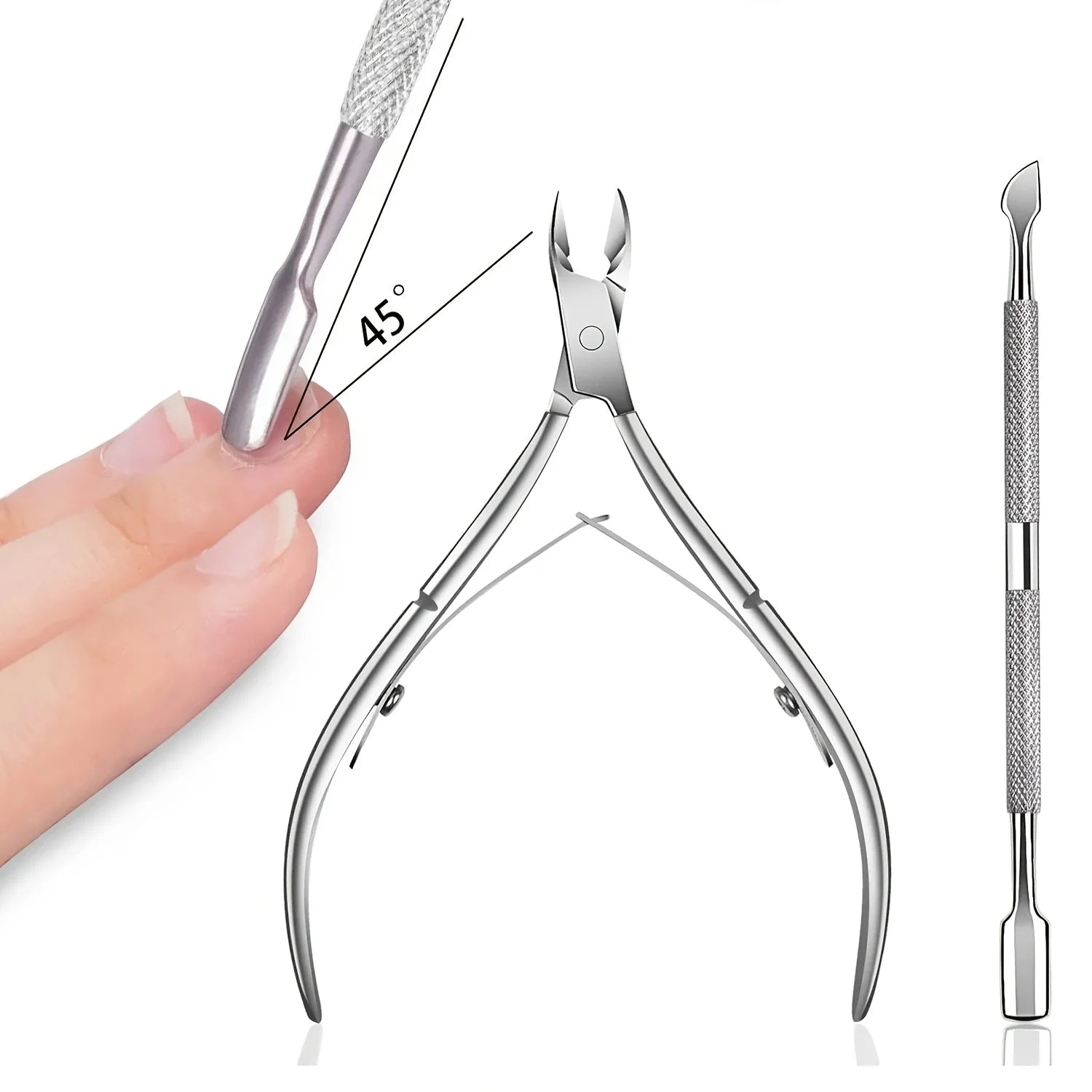 Cuticle Trimmer with Pusher – Professional Stainless Steel Cuticle Remover, Nipper & Durable Clipper Tool