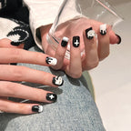 24Pc Leopard Chain Ballerina Press-On False Nails – Full Cover Reusable Tips