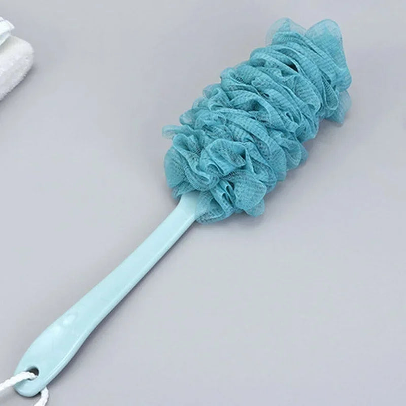 1pc Long Handle Bath Brush – Soft Mesh Shower Scrubber for Back & Body Cleaning