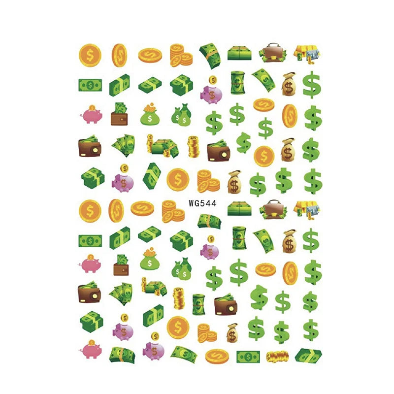 3D Dollar Sign Nail Art Stickers