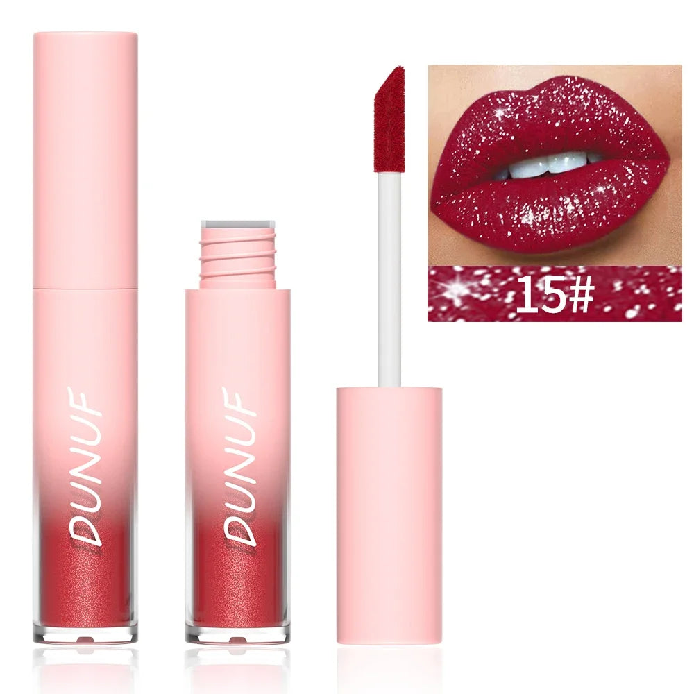 Diamond Glitter Liquid Lip Gloss – Long-Lasting, Waterproof, Non-Stick, Metallic Shine