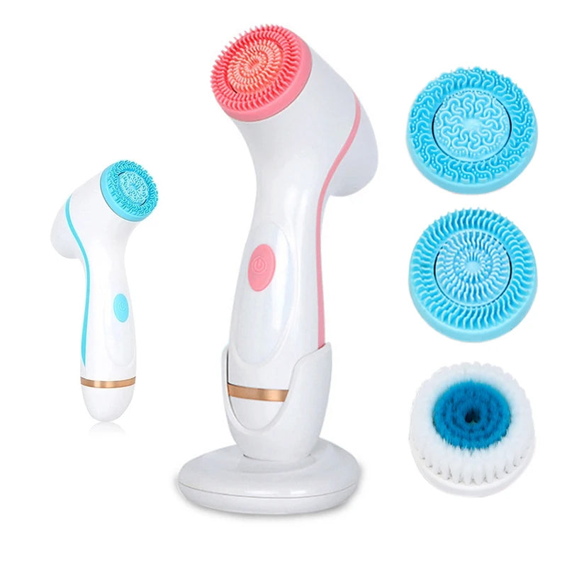 3-in-1 Ultrasonic Electric Facial Cleansing Brush – Sonic Rotating Massager & Galvanic Blackhead Remover Tool