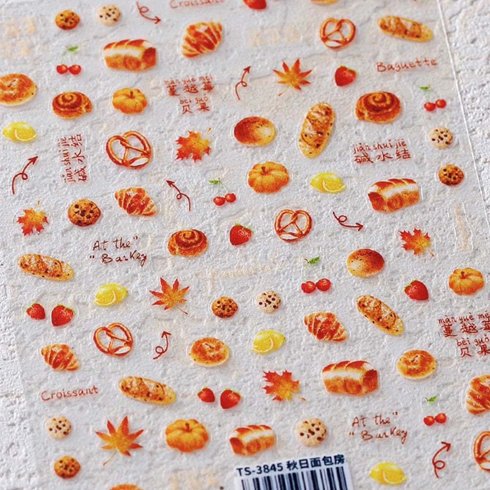 Autumn Maple & Ginkgo 5D Nail Art Stickers – Pumpkins, Ladybugs & Mushrooms