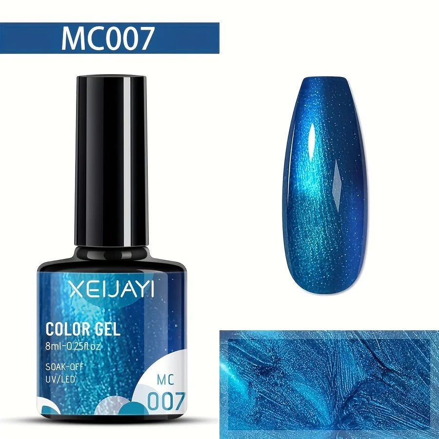 7pcs Mirror Metal Gel Nail Polish Set – Soak Off UV Gel with Silver Base