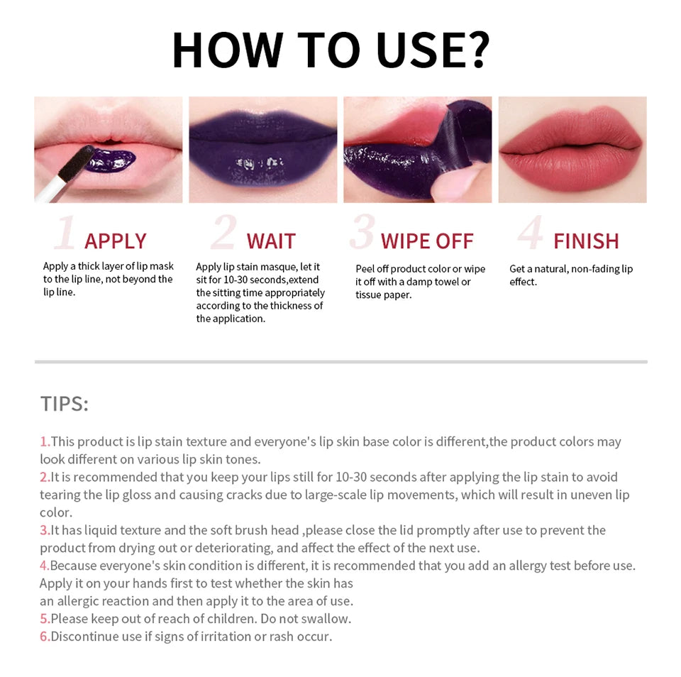 Peel-Off Matte Lip Stain – Long-Lasting & Water-Resistant