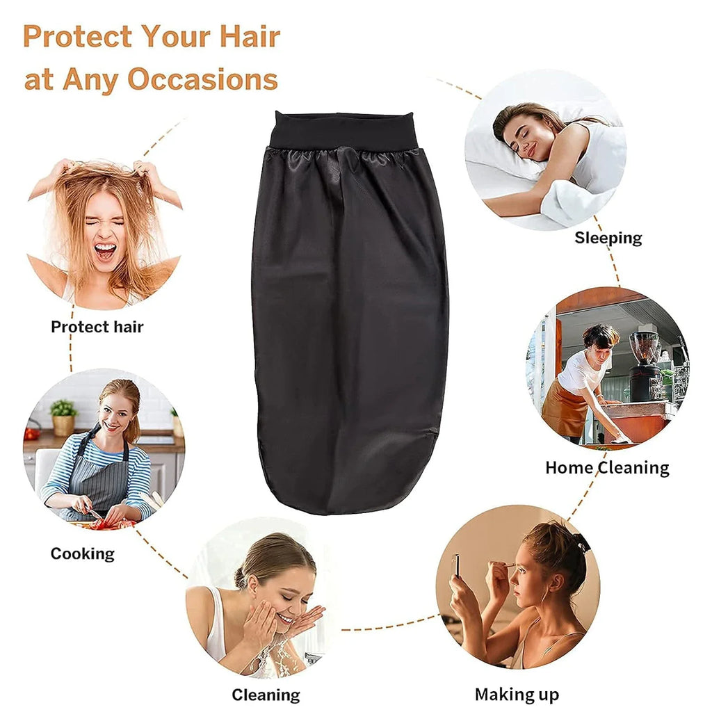 1pc Extra Large Silky Satin Sleep Bonnet for Straight Curly Hair, Dreadlocks, and Braids – Long Night Sleeping Cap