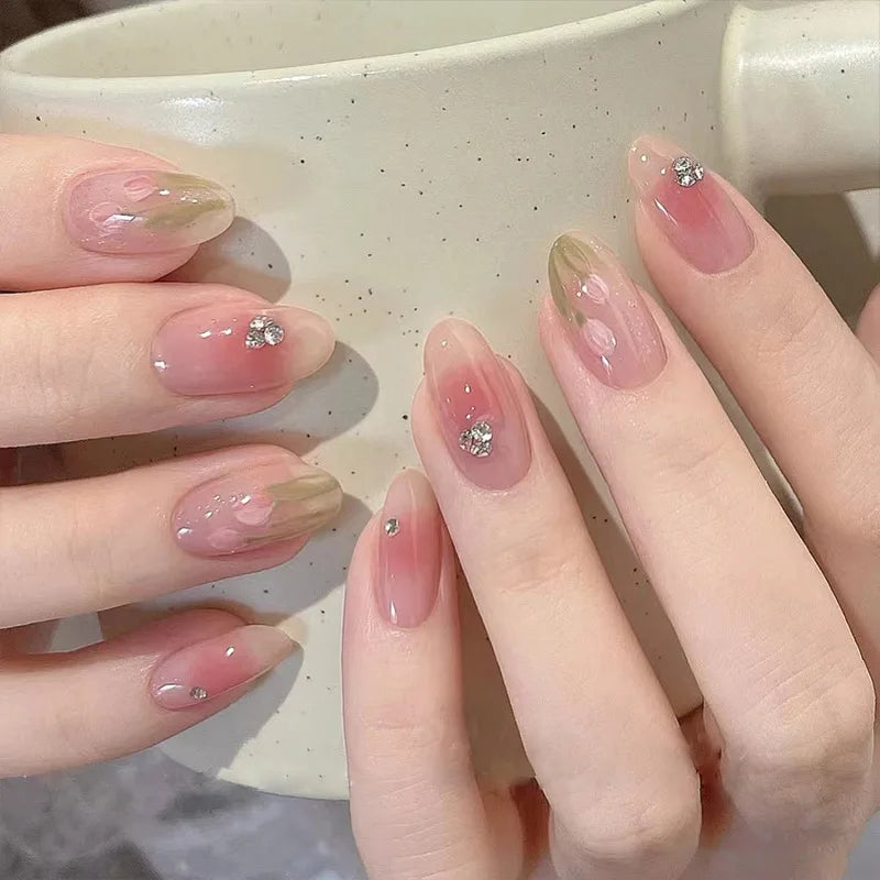 24Pc Leopard Chain Ballerina Press-On False Nails – Full Cover Reusable Tips