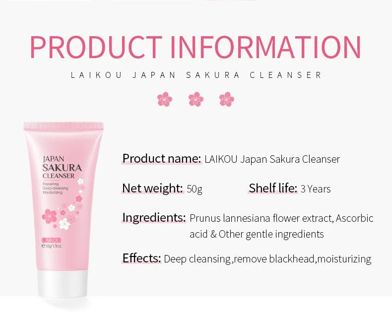 Sakura Rich Foam Face Wash – Deep Cleansing, Oil Control & Blackhead Removal