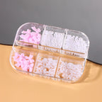 Kawaii 3D Mini Bow Nail Art Charms – Pink & White Pearl Resin Decorations