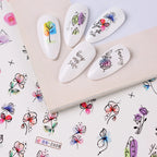 12pcs Floral Nail Sticker Set – Spring & Summer Water Decals