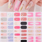 Dopamine Color 5-Sheet Nail Sticker Set – 80 Tips, 3D Foil & Line Full-Cover Wraps