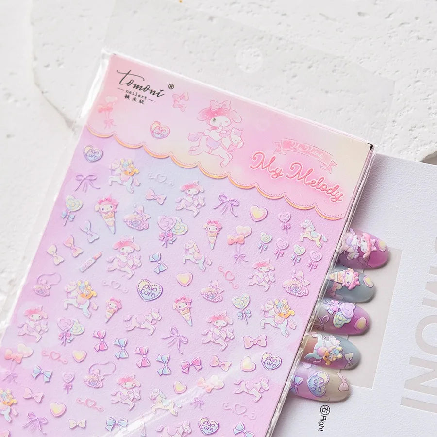 5D Anime Nail Stickers – Hello Kitty, Kuromi & Cinnamoroll