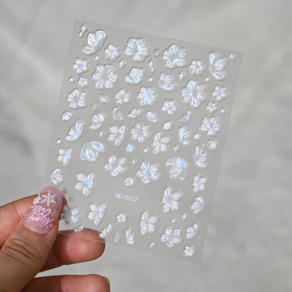 3D Aurora Shell Butterfly Nail Sticker – Pink & Purple, 8×10 cm