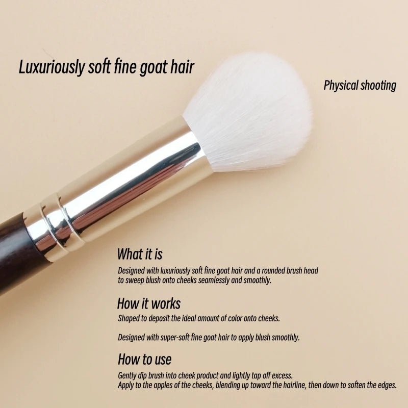 Luxury Blush Brush – Natural Goat Hair & Ebony Handle for Flawless Makeup