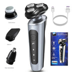 3-in-1 Electric Razor for Men – Rechargeable USB Face Shaver & Beard Trimmer, Full-Body Washable Grooming Kit