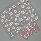5D Spring Flower Nail Stickers – Embossed Floral Manicure Decals