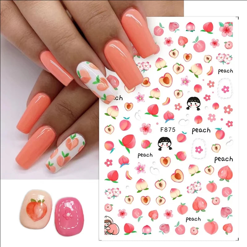 3D Butterfly & Flower Nail Art Stickers – Blue & Purple Decals for Manicure