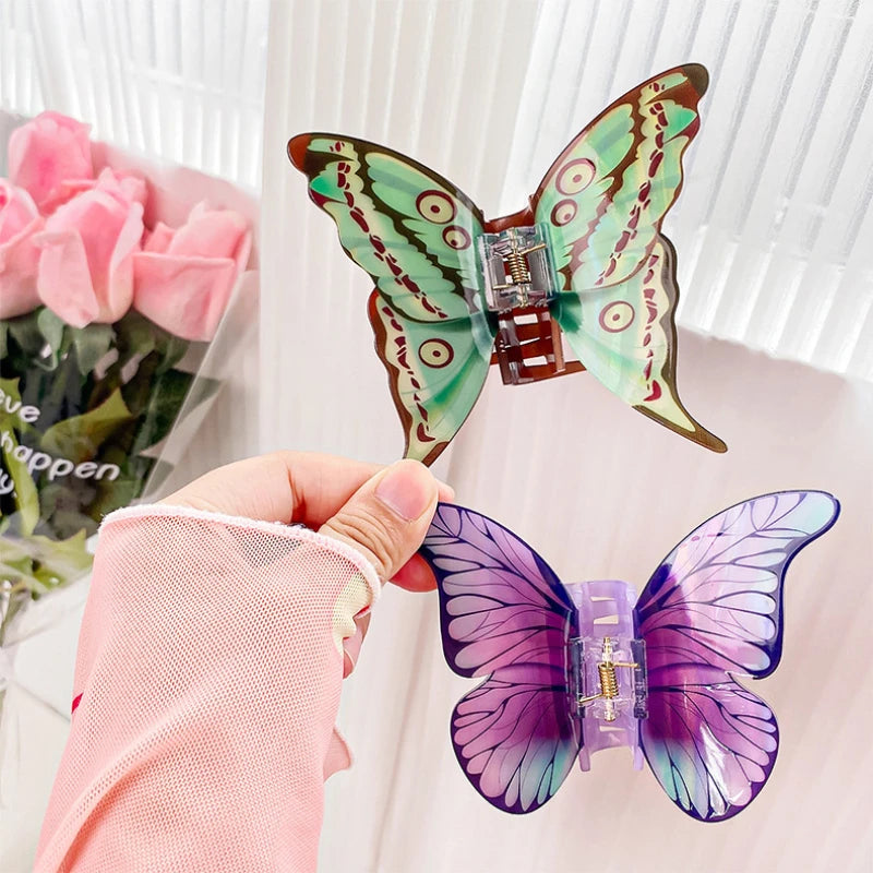 DuoShang Sweet Simulated Butterfly Hair Claw – Colorful Acrylic Hair Clip for Women