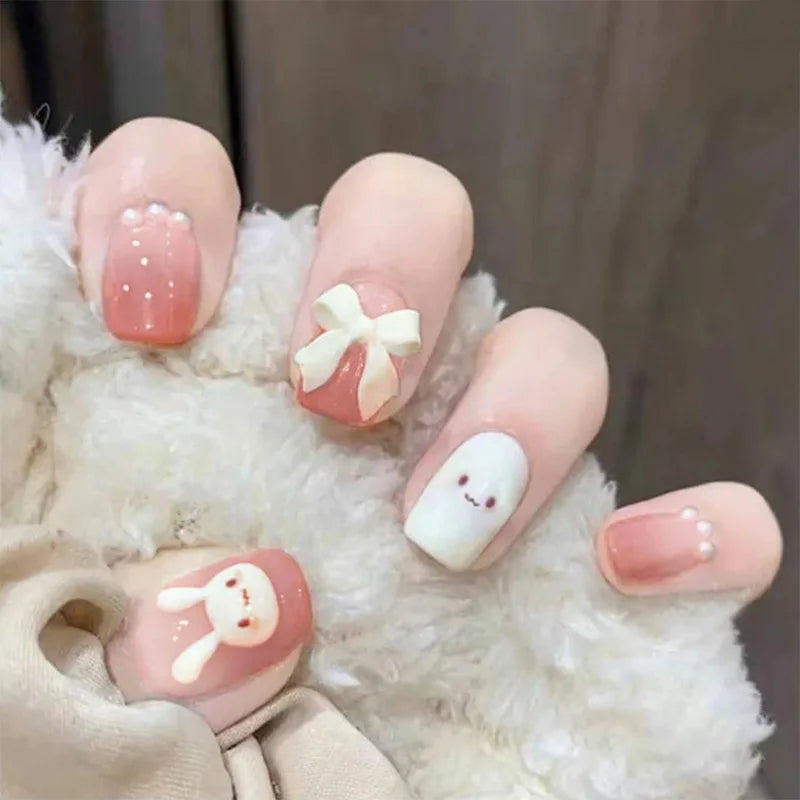 24Pc Leopard Chain Ballerina Press-On False Nails – Full Cover Reusable Tips