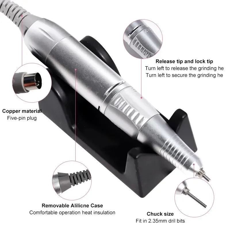 35000 RPM Professional Electric Nail Drill Kit – Portable Manicure & Pedicure Machine with Drill Bits & Nail Files