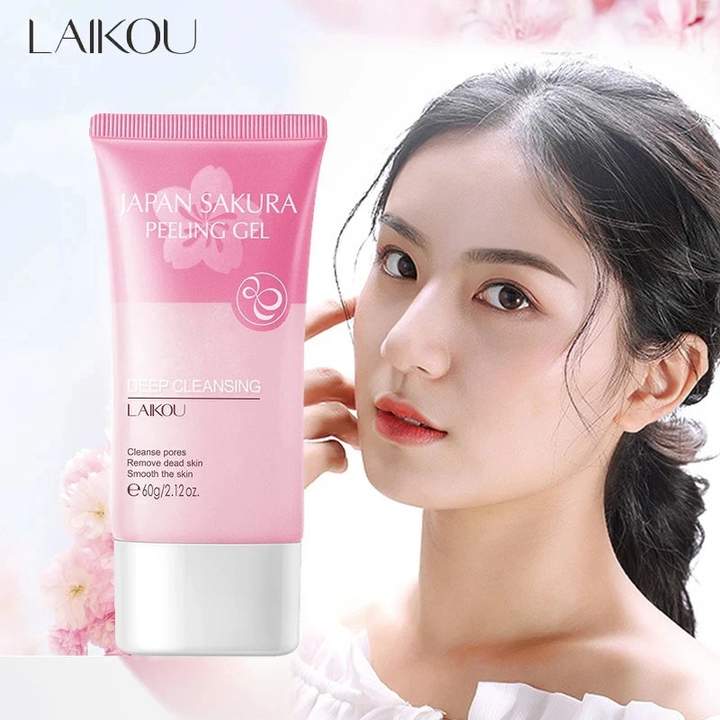 LAIKOU Sakura Moisturizing Facial Cleanser & Peeling Gel – Deep Cleanse & Exfoliate