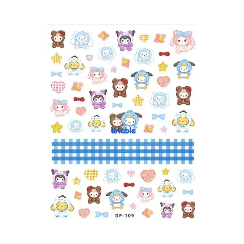 5D Little Twin Stars Nail Stickers – Sanrio Anime Decals