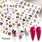 Black & Bronze Nail Art Stickers – Animal, Plant & Love English Designs
