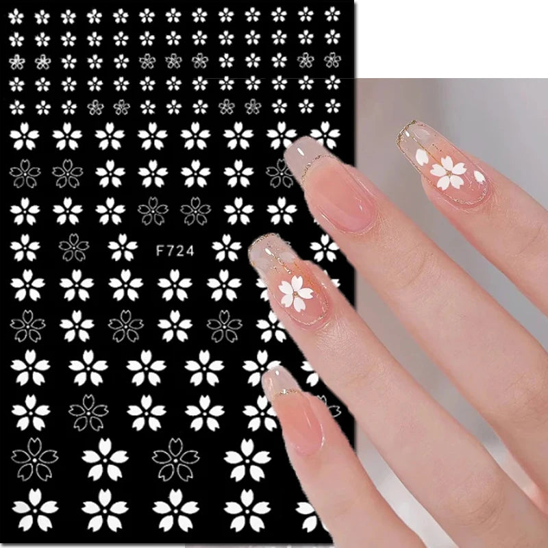 3D Y2K Hibiscus Floral Nail Stickers