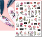 3D Butterfly & Flower Nail Art Stickers – Blue & Purple Decals for Manicure