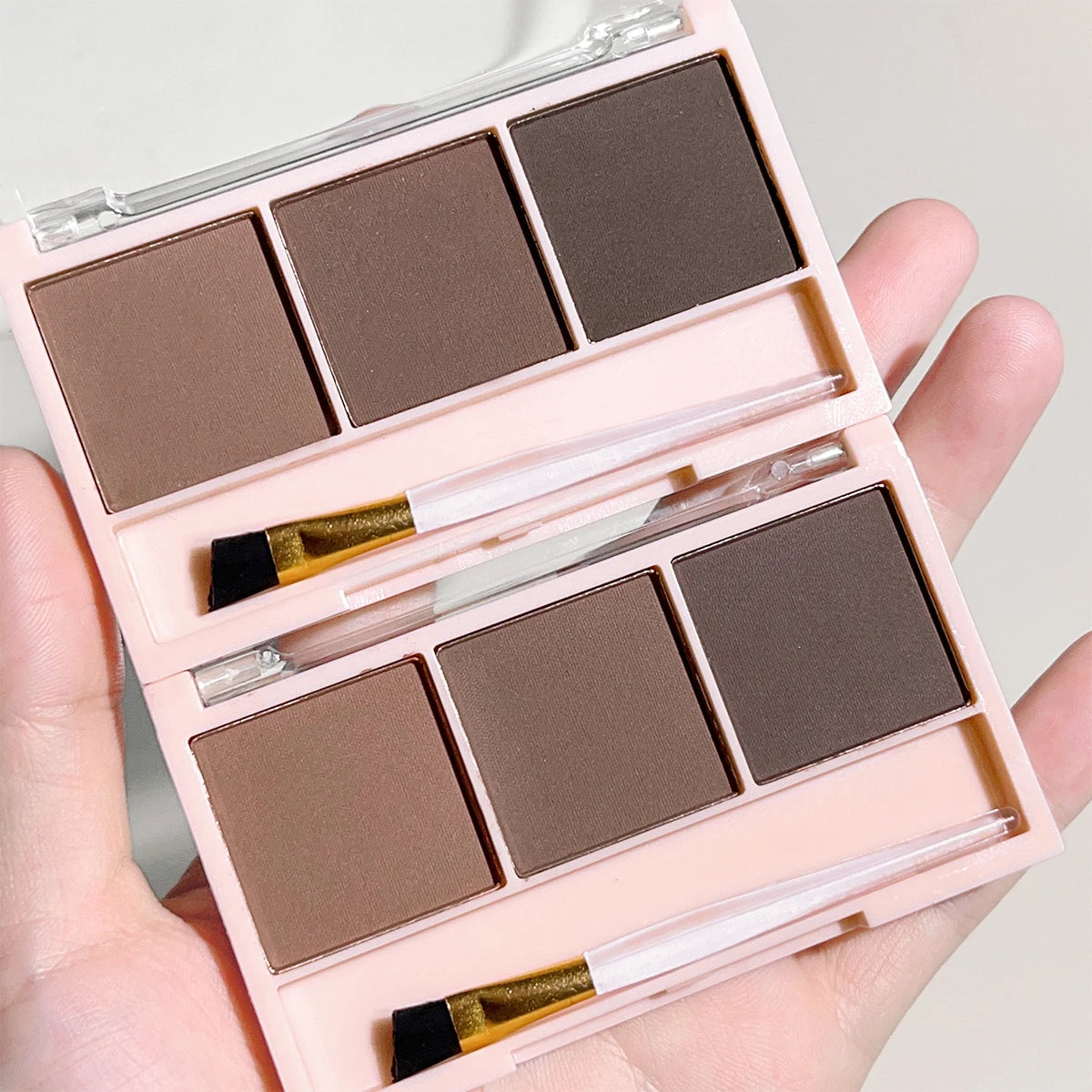 3-Color Brow Powder Kit with Brush – Long-Lasting & Natural Finish