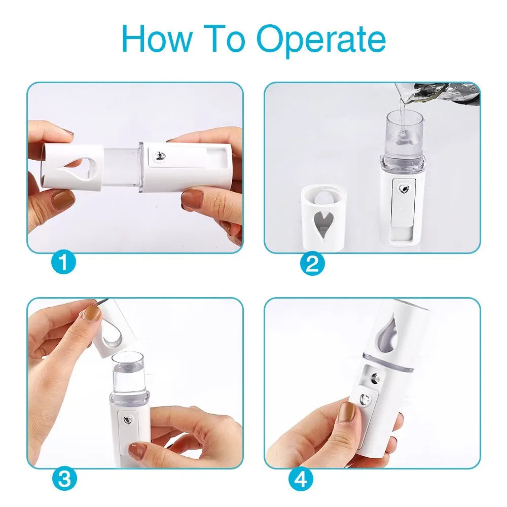 Mini Nano Mist Sprayer – USB Rechargeable Facial Steamer & Hydrating Skin Humidifier