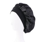 New Women’s Satin Solid Wide-Brimmed Sleeping Hat – Unisex Elastic Head Wrap Bonnet for Hair Care