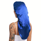 1pc Extra Large Silky Satin Sleep Bonnet for Straight Curly Hair, Dreadlocks, and Braids – Long Night Sleeping Cap
