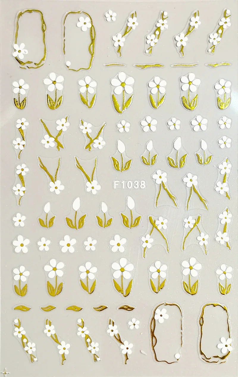 3D Floral & Butterfly Nail Art Stickers Decals