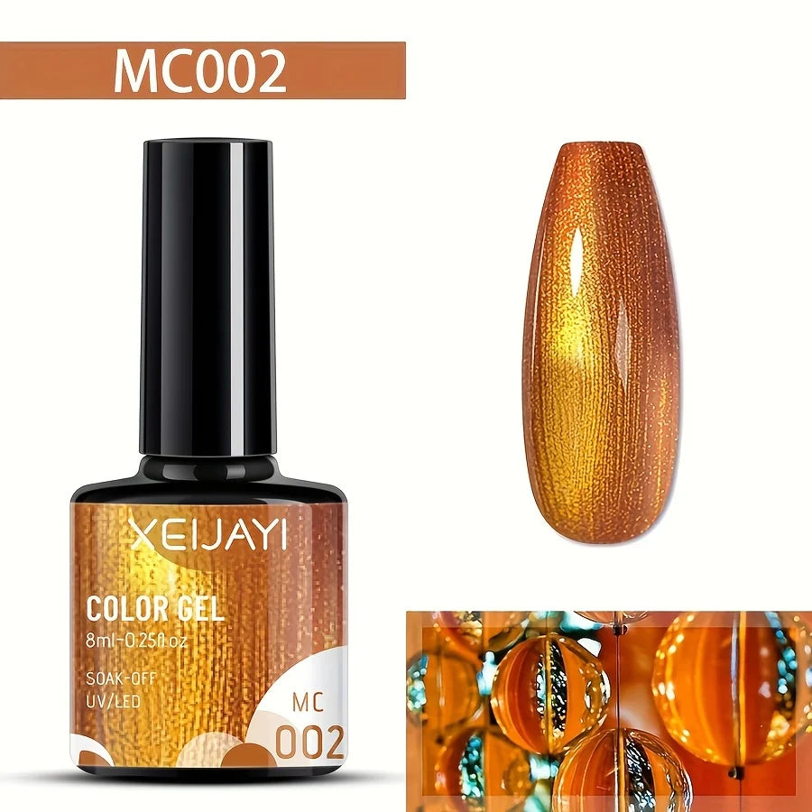 7pcs Mirror Metal Gel Nail Polish Set – Soak Off UV Gel with Silver Base