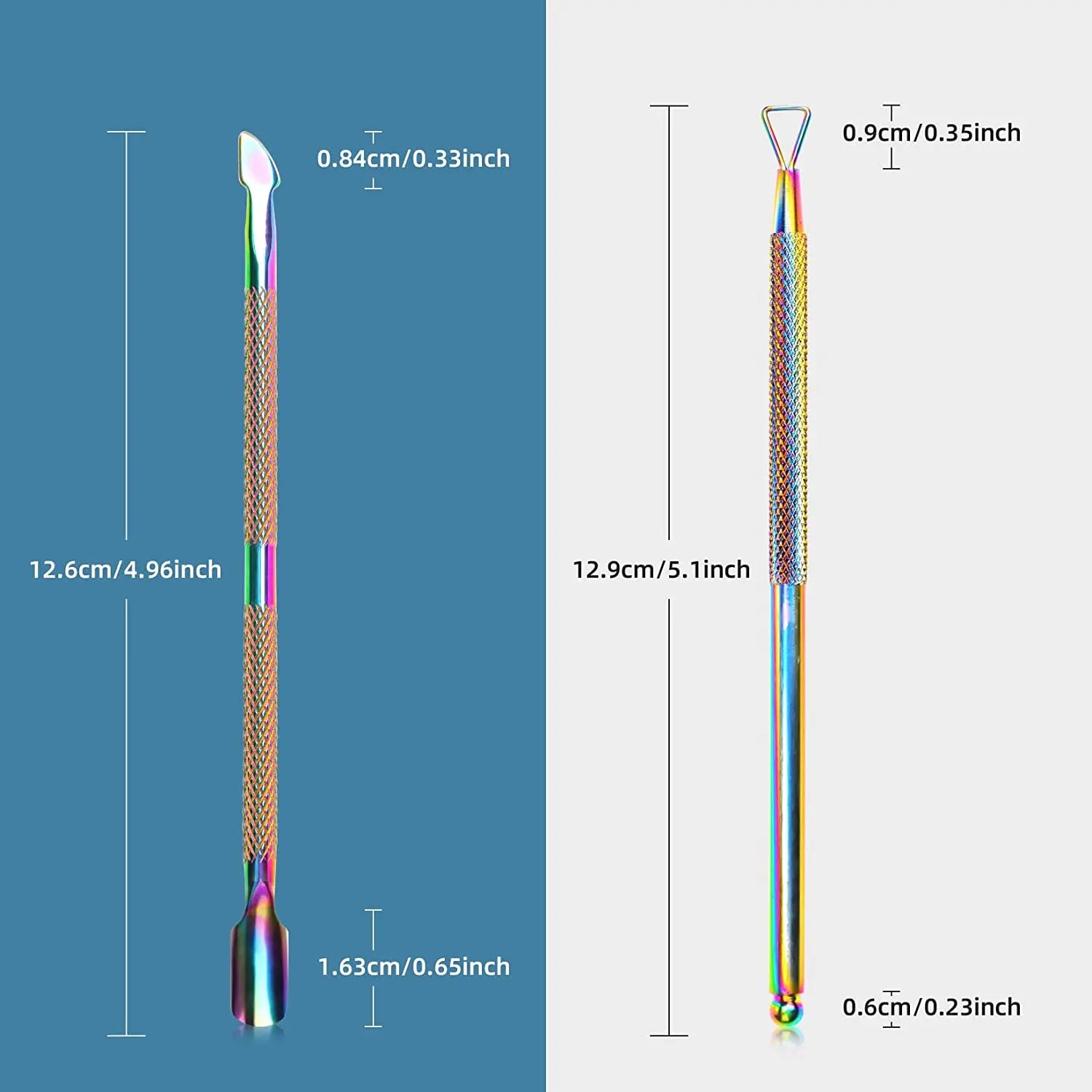 Double-Ended Cuticle Pusher & Spoon Nail Cleaner – Stainless Steel Triangle Gel Polish Remover Tool