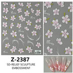 5D Spring Flower Nail Stickers – Embossed Floral Manicure Decals