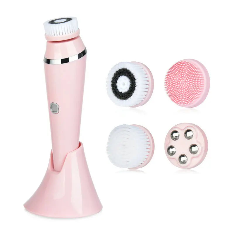 4-in-1 Electric Facial Cleansing Brush – Rechargeable & Waterproof