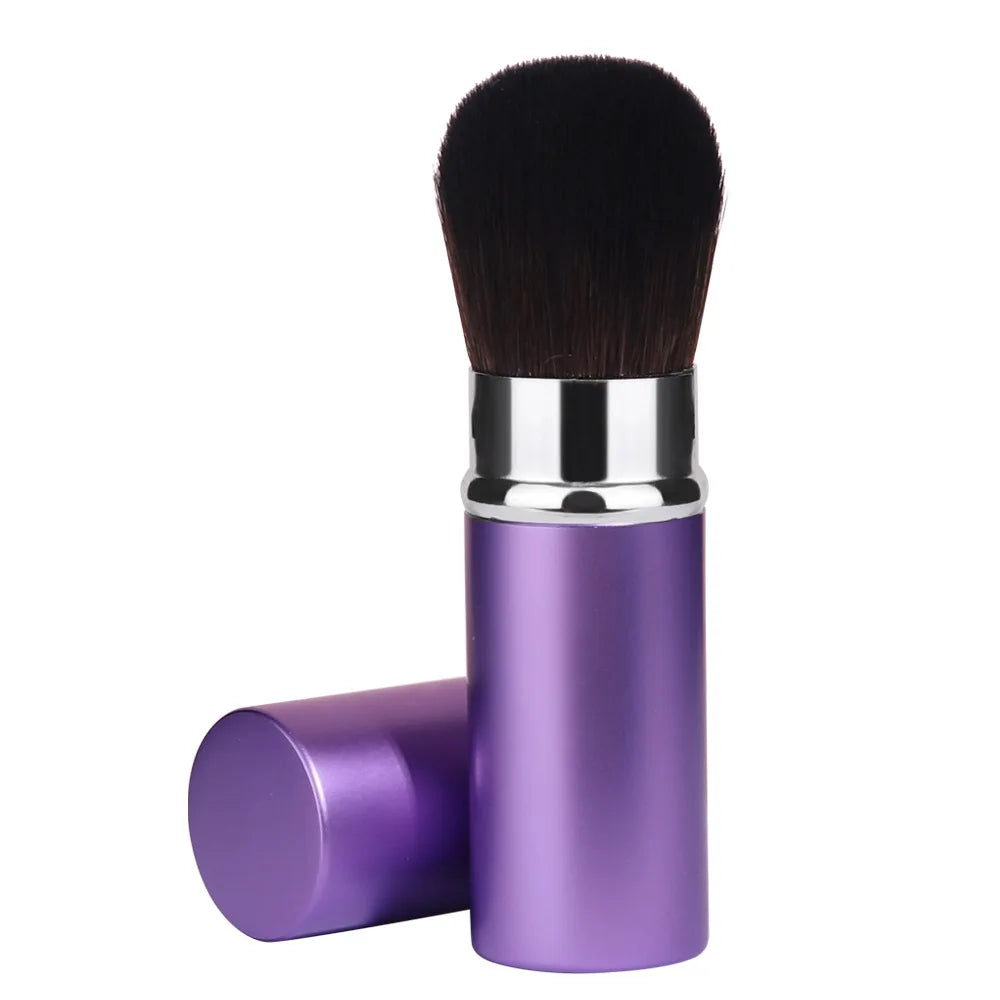 Luxury Mini Retractable Face Brush – Pink & Black, Portable Powder & Highlight Perfection