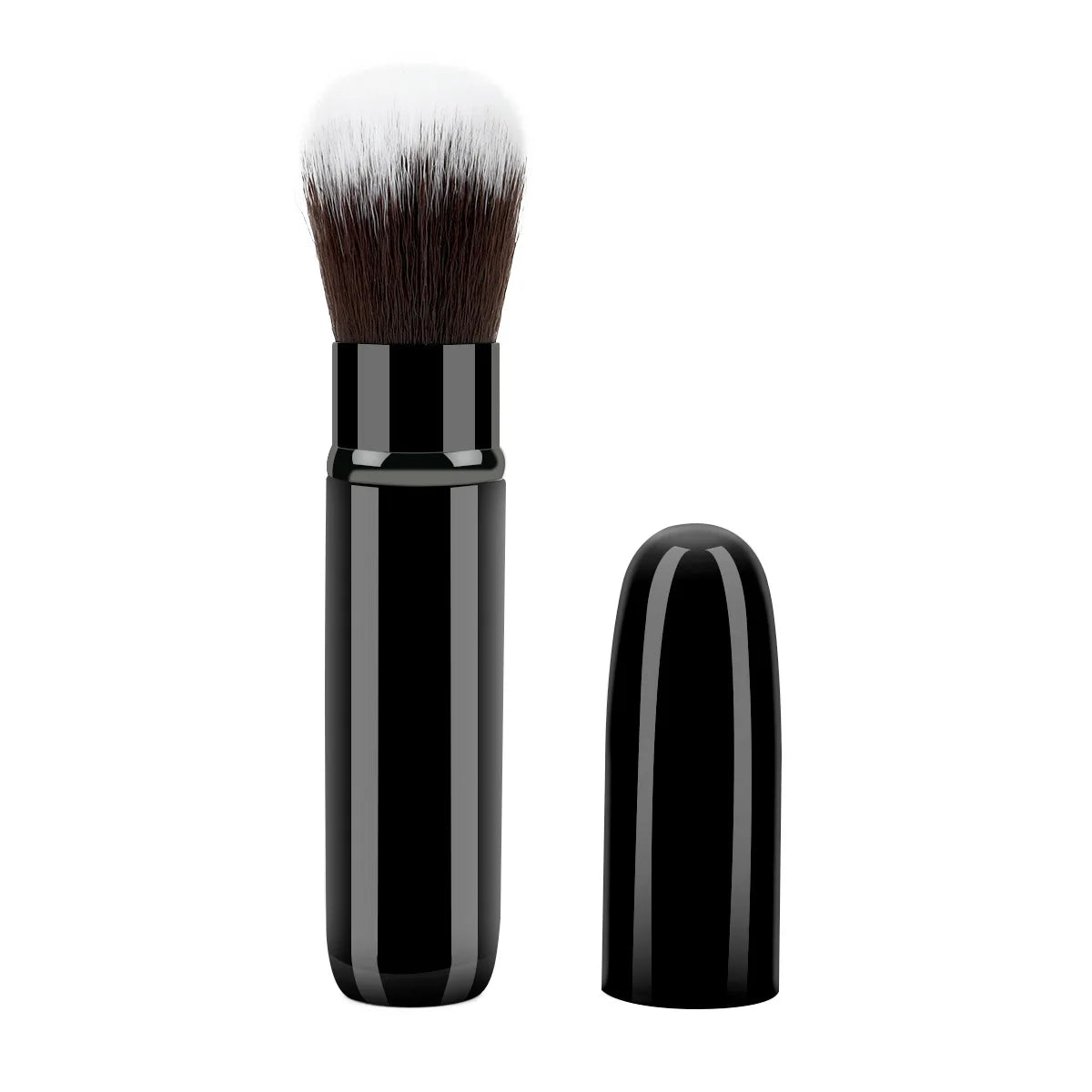 Luxury Mini Retractable Face Brush – Pink & Black, Portable Powder & Highlight Perfection