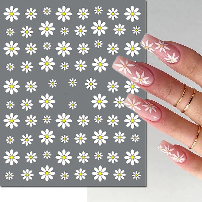 3D Y2K Hibiscus Floral Nail Stickers