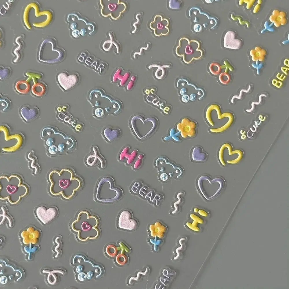 Cute Cartoon Nail Stickers – Self-Adhesive Nail Art Decals
