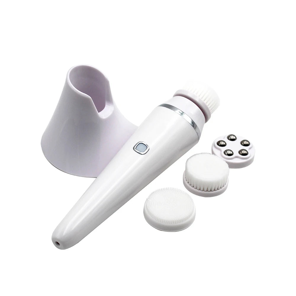 4-in-1 Electric Facial Cleansing Brush – Rechargeable & Waterproof